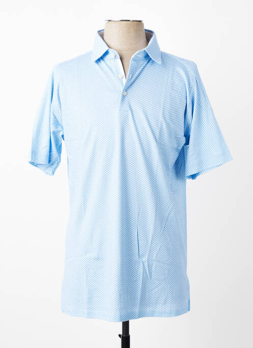Polo tissage jersey manches courtes bleu DESOTO homme