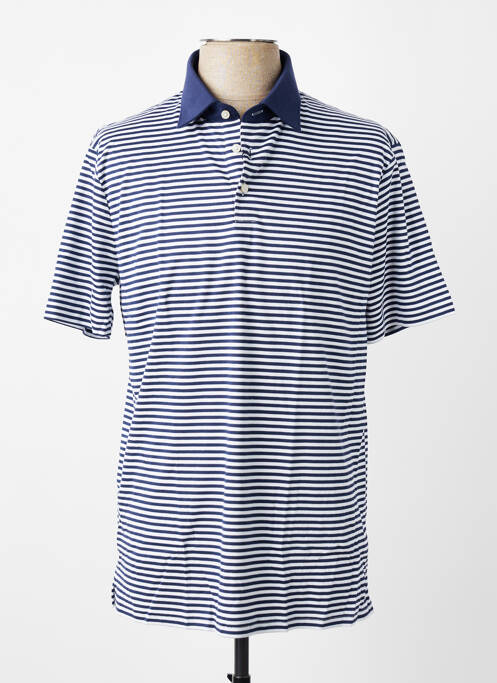 Polo imprimé rayures manches courtes bleu fonce DESOTO homme