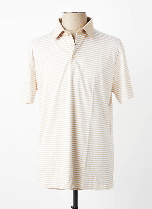 Polo imprimé rayures manches courtes beige DESOTO homme