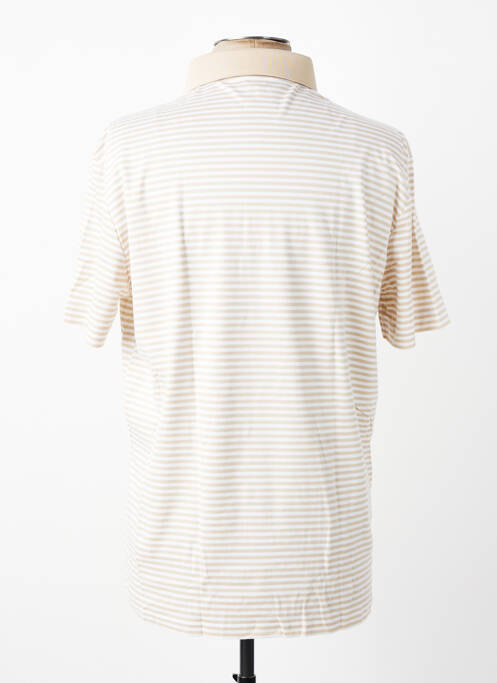 Polo imprimé rayures manches courtes beige DESOTO homme