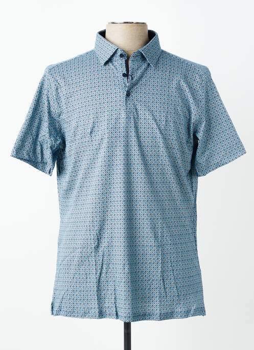 Polo tissage jersey manches courtes bleu DESOTO homme