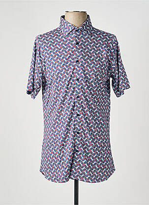 Chemise manches courtes imprimé fantaisie bleu DESOTO homme