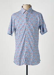 Chemise manches courtes imprimé fantaisie bleu DESOTO homme