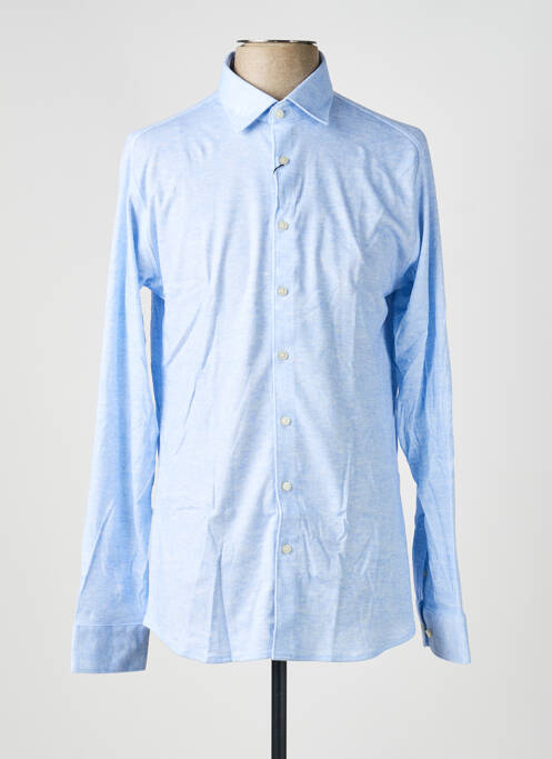 Chemise manches longues coupe droite bleu DESOTO homme