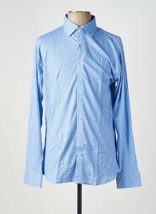 Chemise manches longues imprimé fantaisie bleu DESOTO homme