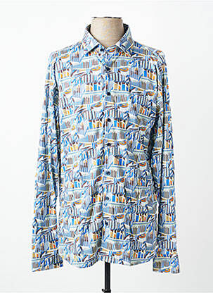 Chemise manches longues imprimé fantaisie bleu DESOTO homme