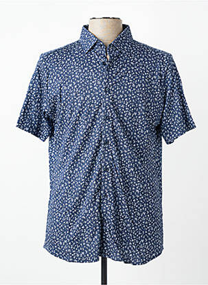 Chemise manches courtes coupe cintrée bleu DESOTO homme