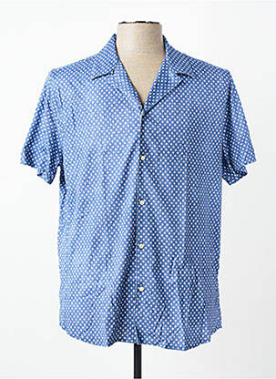 Chemise manches courtes col tailleur bleu DESOTO homme