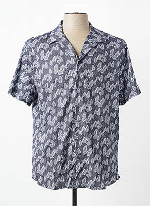 Chemise manches courtes col tailleur gris DESOTO homme
