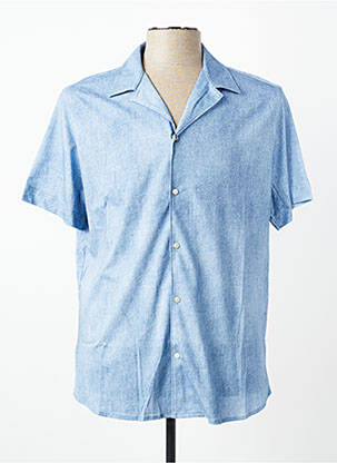 Chemise manches courtes col tailleur bleu clair DESOTO homme