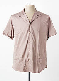 Chemise manches courtes col tailleur marron DESOTO homme