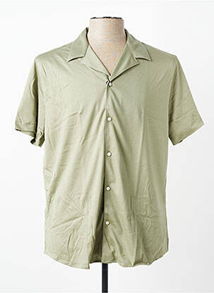 Chemise manches courtes col tailleur vert DESOTO homme
