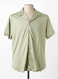 Chemise manches courtes col tailleur vert DESOTO homme