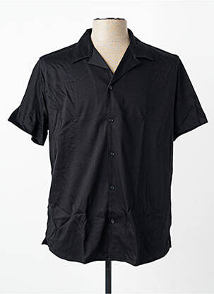 Chemise manches courtes col tailleur noir DESOTO homme