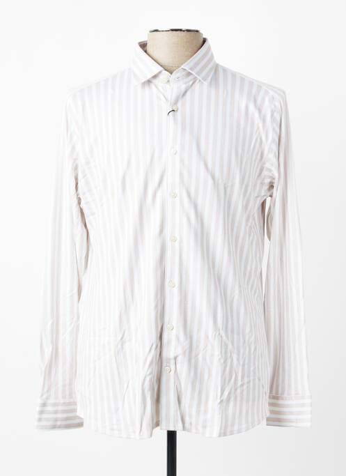 Chemise manches longues imprimé rayures beige DESOTO homme