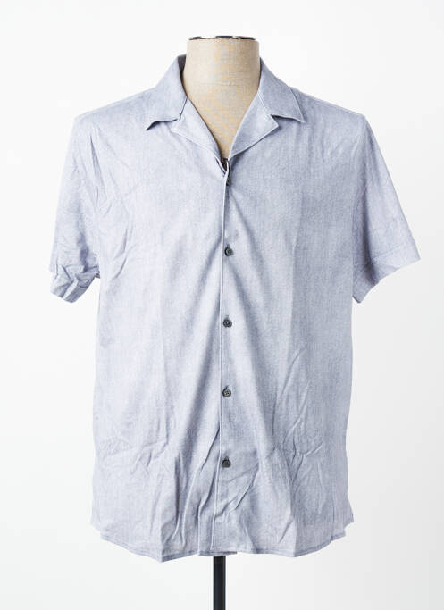 Chemise manches courtes col tailleur bleu DESOTO homme