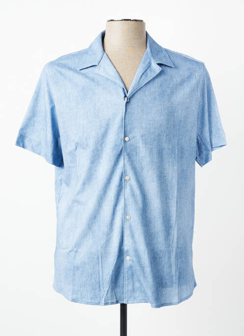 Chemise manches courtes col tailleur bleu clair DESOTO homme