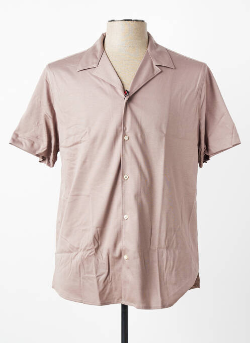Chemise manches courtes col tailleur marron DESOTO homme