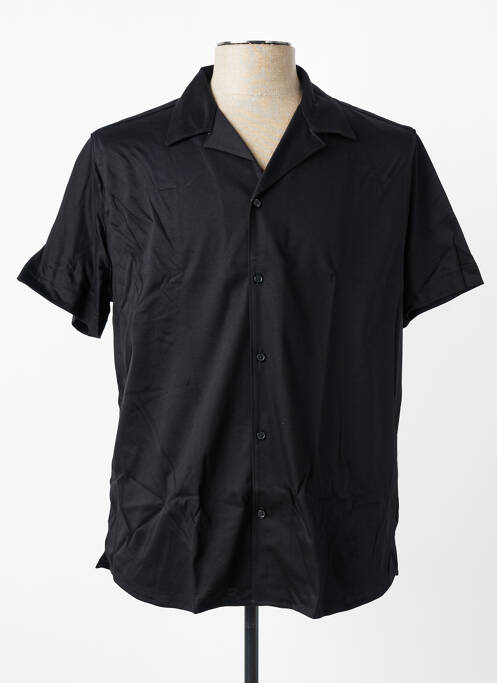 Chemise manches courtes col tailleur noir DESOTO homme
