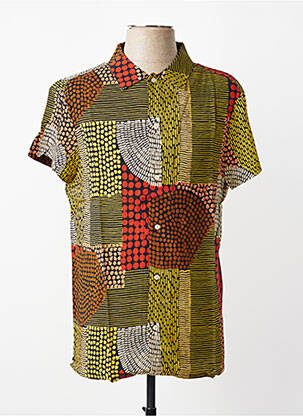 Chemise manches courtes imprimé fantaisie jaune DAVID BABY homme