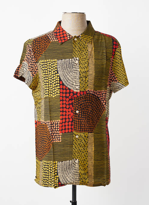 Chemise manches courtes imprimé fantaisie jaune DAVID BABY homme