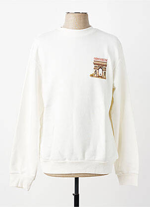 Sweat-shirt sérigraphie manches longues blanc MBM femme