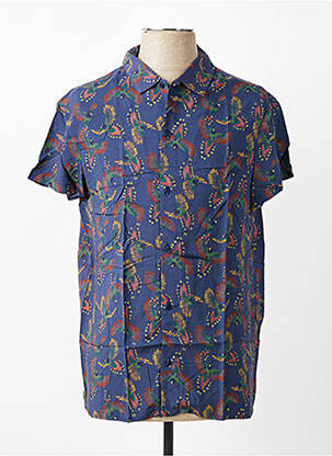 Chemise manches courtes imprimé fantaisie bleu MBM homme