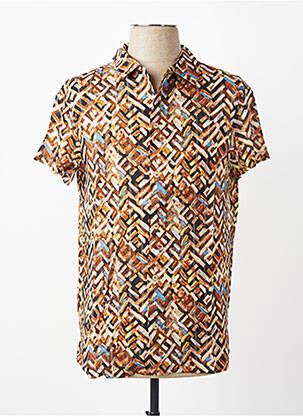 Chemise manches courtes imprimé fantaisie marron MBM homme