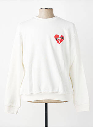 Sweat-shirt manches longues manches longues blanc MBM homme