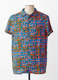 Chemise manches courtes imprimé fantaisie orange DAVID DABY homme