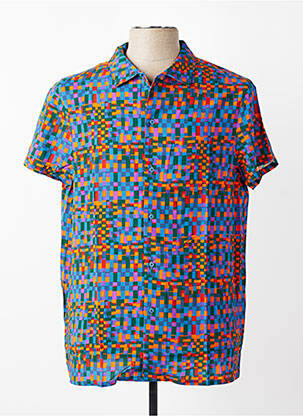 Chemise manches courtes imprimé fantaisie orange DAVID DABY homme