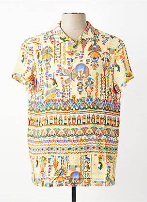 Chemise manches courtes imprimé fantaisie jaune DAVID DABY homme
