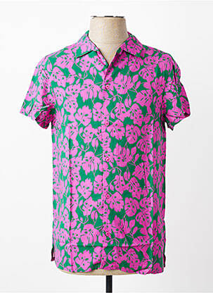 Chemise manches courtes imprimé fantaisie violet MBM homme