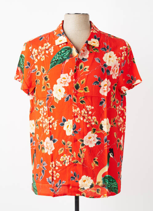 Chemise manches courtes imprimé fantaisie rouge DAVID DABY homme