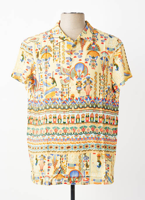 Chemise manches courtes imprimé fantaisie jaune DAVID DABY homme