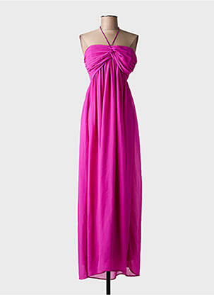 Robe longue tissage crêpe sans manche rose ONE STEP femme