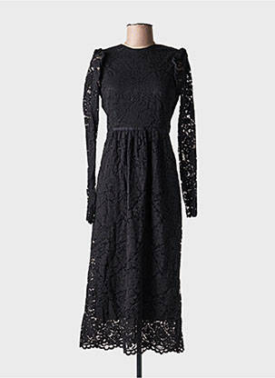 Robe longue manches longues manches longues noir IDANO femme
