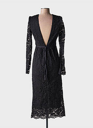 Robe longue manches longues manches longues noir IDANO femme