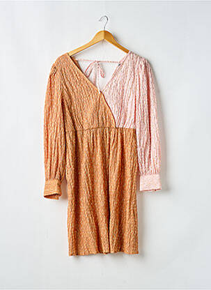 Robe mi-longue coupe fluide manches longues rose ICHI femme