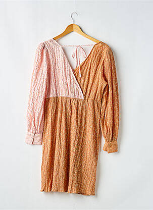 Robe mi-longue coupe fluide manches longues rose ICHI femme
