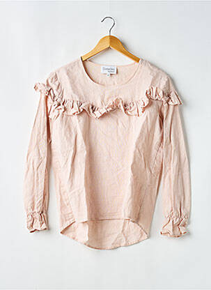 Top col rond manches longues rose SWEETIES BY AUDE D. femme