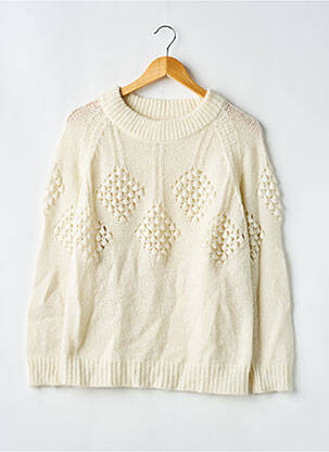 Pull col rond manches longues beige MY SUNDAY MORNING femme