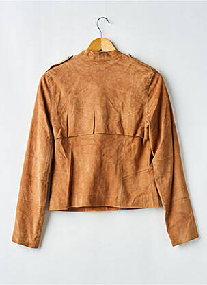 Veste en cuir coupe cintrée marron ONE STEP femme