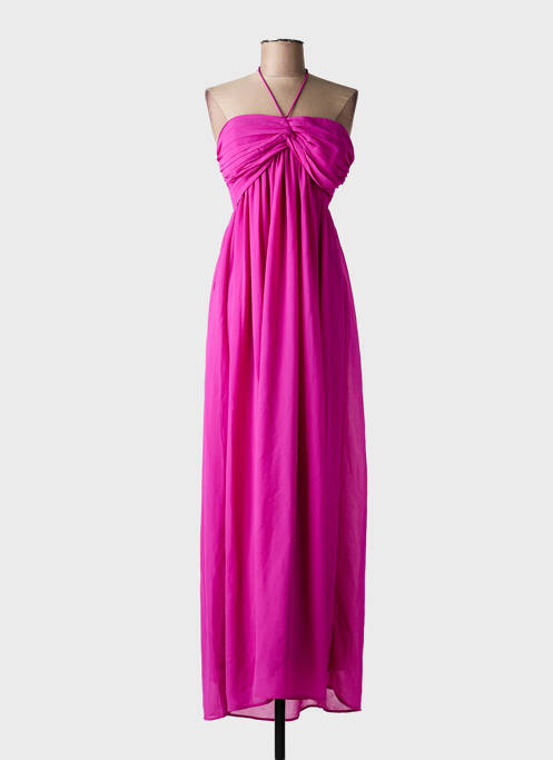 Robe longue tissage crêpe sans manche rose ONE STEP femme