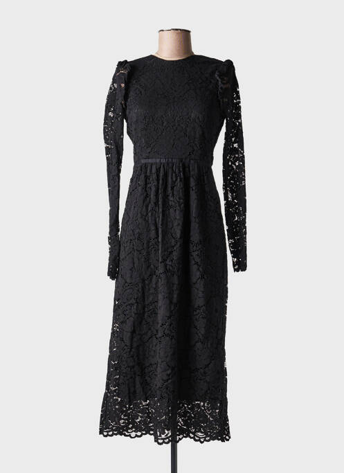 Robe longue manches longues manches longues noir IDANO femme