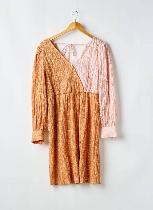 Robe mi-longue coupe fluide manches longues rose ICHI femme