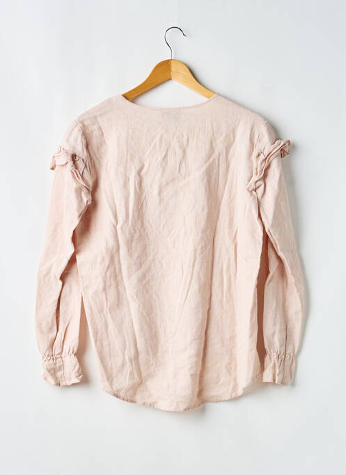 Top col rond manches longues rose SWEETIES BY AUDE D. femme