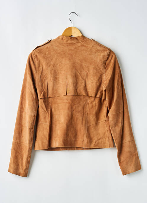 Veste en cuir coupe cintrée marron ONE STEP femme