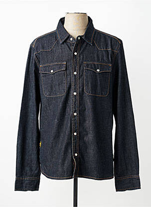 Chemise manches longues coupe droite bleu DAYTONA homme
