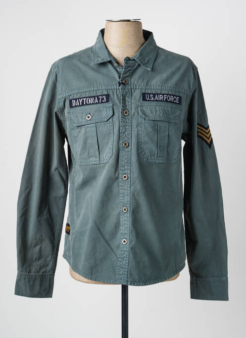 Chemise manches longues coupe cintrée vert DAYTONA homme